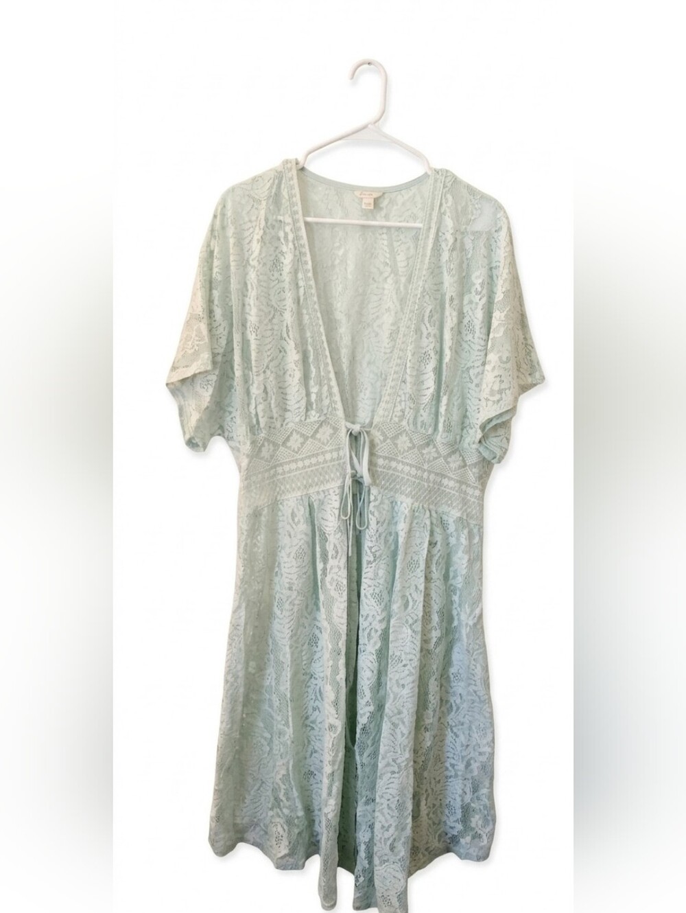 Lace Tie-Front Camisole Cover-Up in Mint